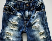 Simple distressed denim shorts for baby, toddler, big boys. Hipster destroyed bleached beach bottoms