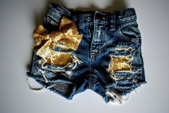 sequin distressed jeans