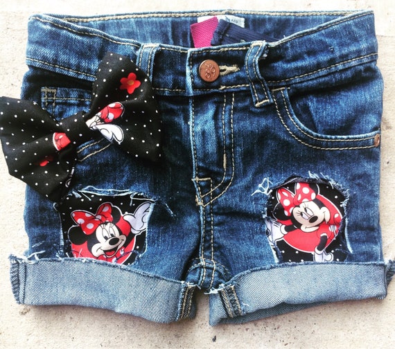 patched denim shorts