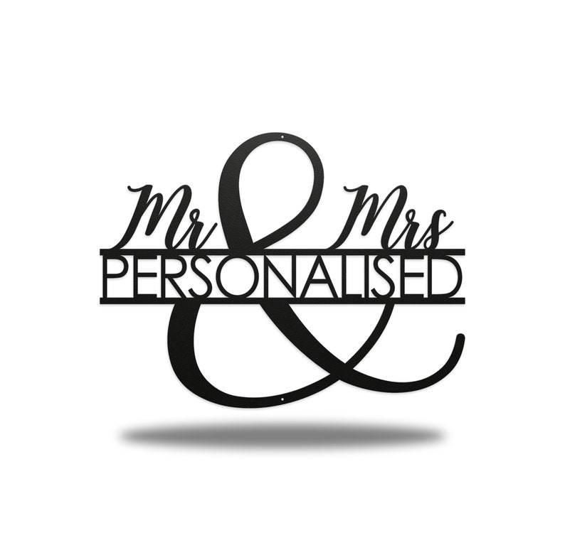 Mr and Mrs Personalised Metal Sign Wall Art image 1