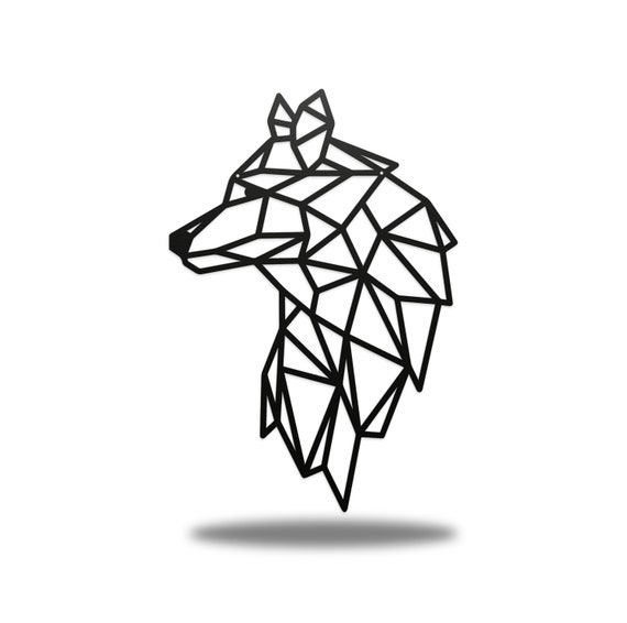 Geometric Wolf Metal Wall Art Etsy
