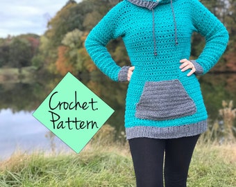 PATTERN ONLY** North Star Hoodie, crochet hoodie, crochet jumper, crochet swester, sweater pattern,