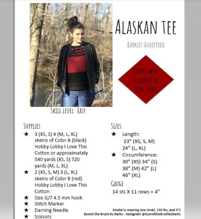 PATTERN ONLY, Alaskan Tee, crochet shirt, crochet tee, crochet pattern, color block tee, crochet pullover, striped shirt image 9