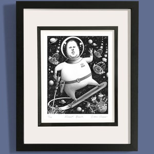 Frank Black/Pixies print. Limited edition Giclée print of original artwork commissioned by NME. Signed by illustrator Simon Cooper