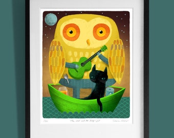 Limited edition Giclée print of The Owl and the Pussy-Cat. Signed by artist Simon Cooper