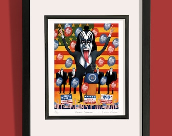 Kiss/Gene Simmons print. Limited edition Giclée print of art commissioned by Classic Rock Magazine. Signed by illustrator Simon Cooper