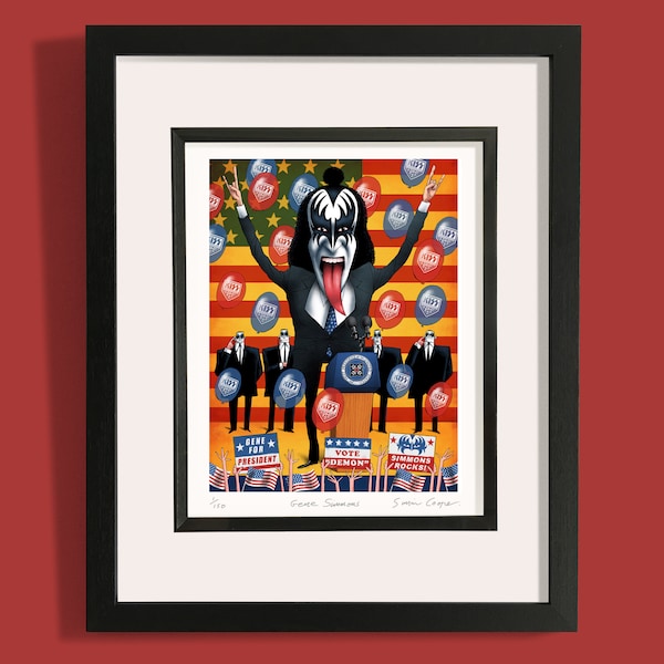 Kiss/Gene Simmons print. Limited edition Giclée print of art commissioned by Classic Rock Magazine. Signed by illustrator Simon Cooper