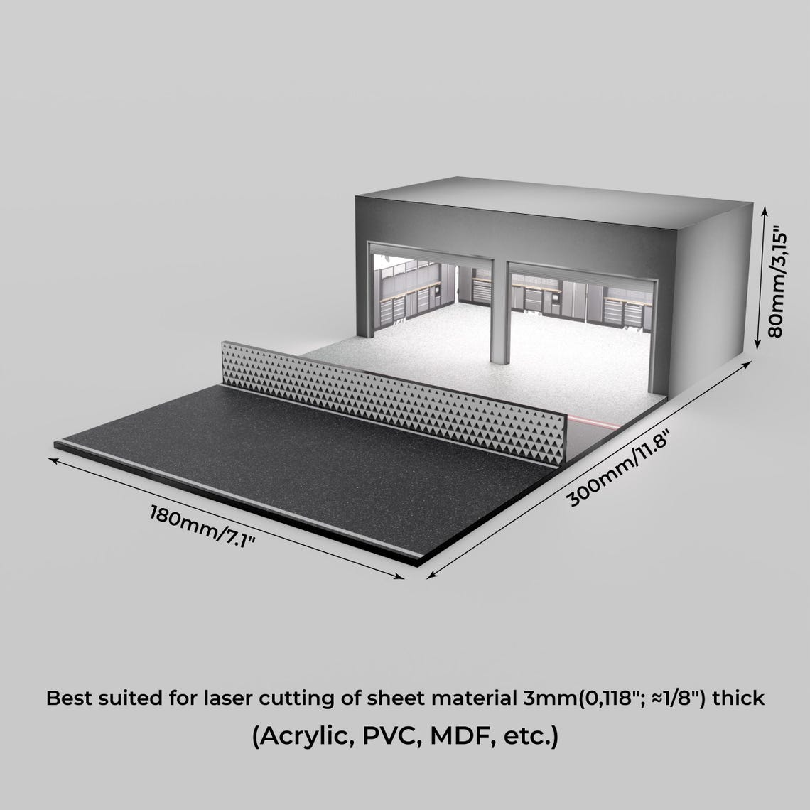 Diecast Display Stand, Pitlane Diorama Template, 1/64, Laser Cut ...
