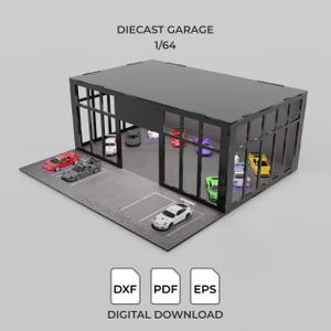 Diecast display stand, diecast garage template, 1/64, laser cut template, dxf, pdf, eps
