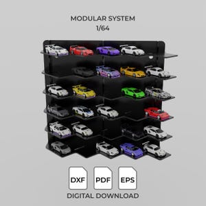 Diecast display stand, diecast storage, laser cut template, dxf, pdf, eps