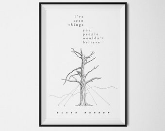 Blade Runner Poster - Tears in Rain - The Tree - Scifi - Instant Download