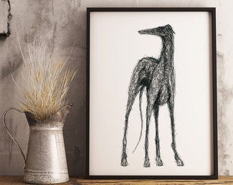 Greyhound Poster - Ink Drawing - Print - Instant Download