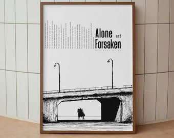 TLOU Lyrics Poster Ellie and Joel  - "Alone and Forsaken" Hank Williams song Print - Physical Print