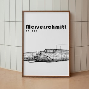 Messerschmitt- BF-109 - ww2 German Fighter Plane - Luftwaffe - Minimalist Aviation Poster