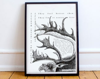 Quote Poster - Monsters - Geralt of Rivia - Fiend - Typography Minimal