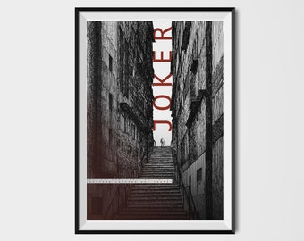 Póster de la película Joaquin Phoenix - Escena de las escaleras - Cita de Arthur Fleck - 2019 - Descarga instantánea