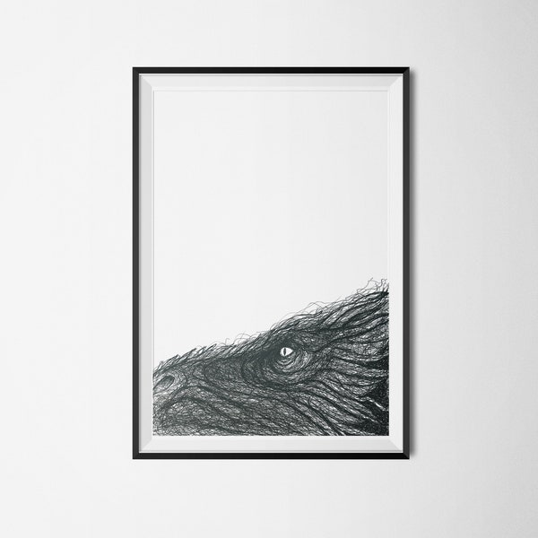 The Dragon -  Ink drawing poster - Art Print - Instant Download