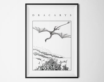 Poster HOTD - Dracarys - Caraxes e Esercito - GOT Stampa Download immediato
