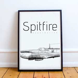 Supermarine Spitfire - WW2 British Fighter Plane - Minimalist Aviation Poster