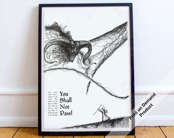 Balrog vs Gandalf - You Shall Not Pass - LOTR Poster - Print on Demand