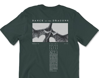 HOTD - La Danza dei Draghi - Valyrian - Soves, Arrax! - Arrax e Vhagar - T-shirt unisex dal design premium - Verde foresta