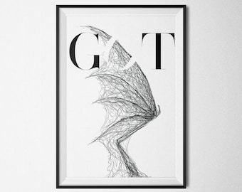 GOT Poster - Dragon Wing - Dracarys - Inspirational Art Print - Instant Download