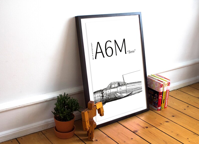 Mitsubishi A6M Zero Print - Ww2 Japanese Fighter Plane - Minimalist ...