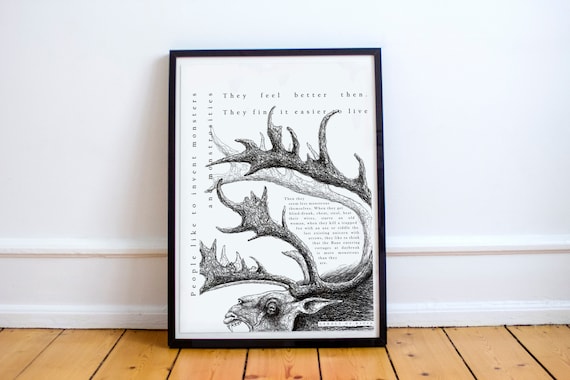 Quote Poster - Monsters - Geralt of Rivia - Fiend - Typography Minimal