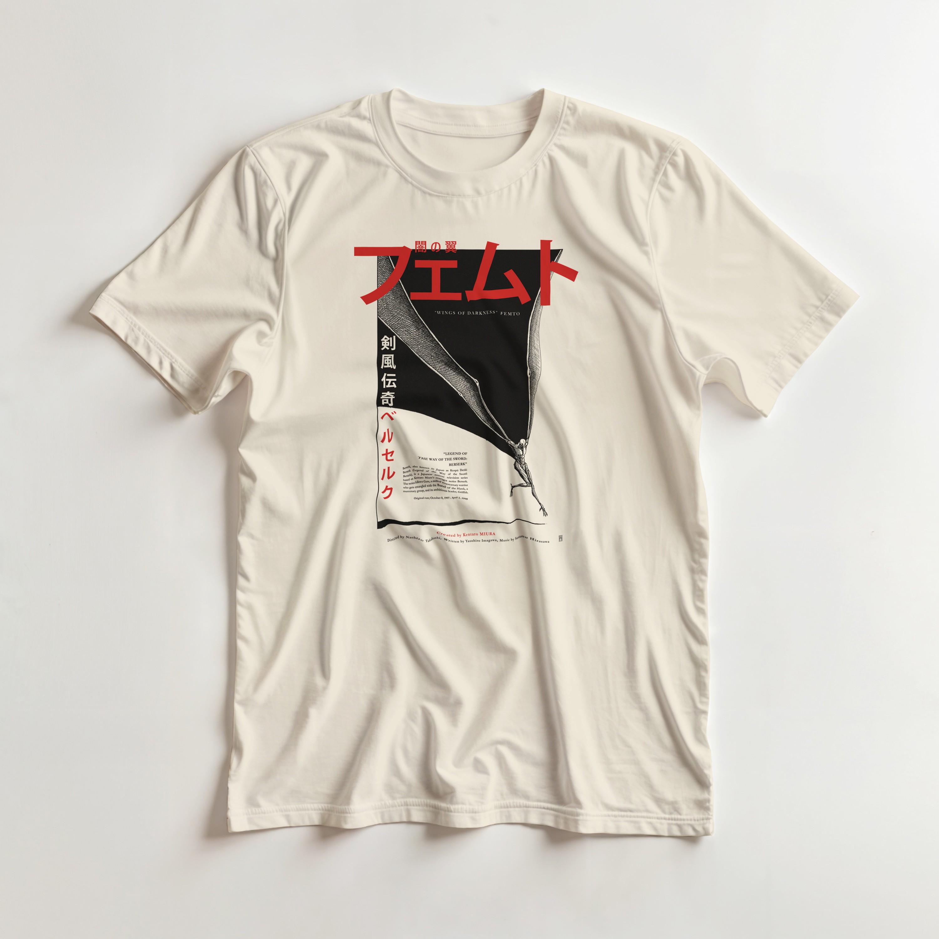 ベルセルク グリフィス・フェムト Tシャツ：闇の翼 アニメデザイン