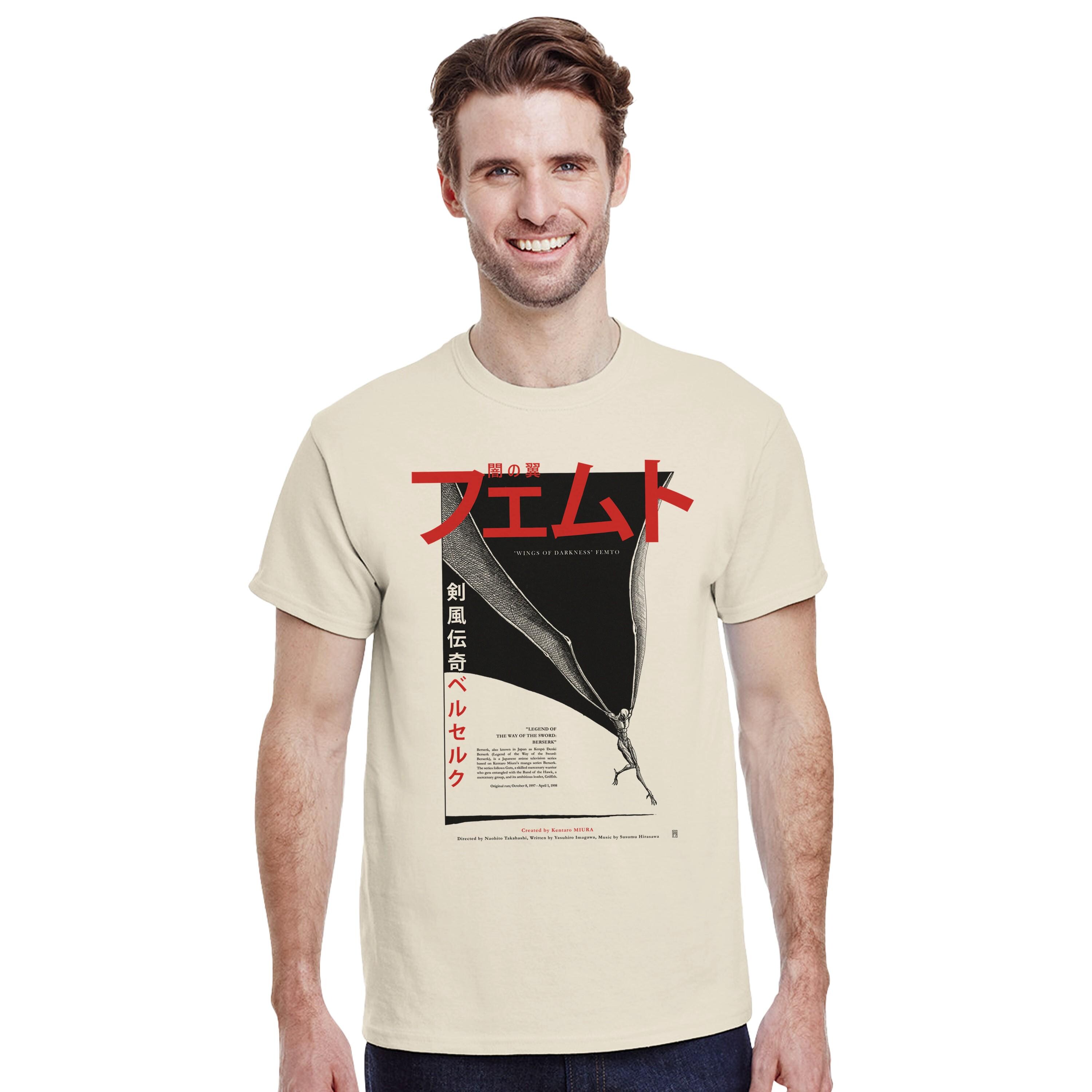 ベルセルク グリフィス・フェムト Tシャツ：闇の翼 アニメデザイン