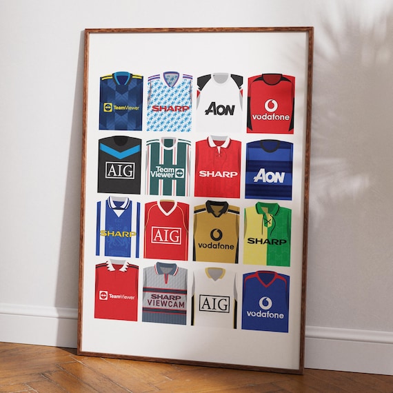 Manchester United Retro Kit History Art Print: Football Club Poster