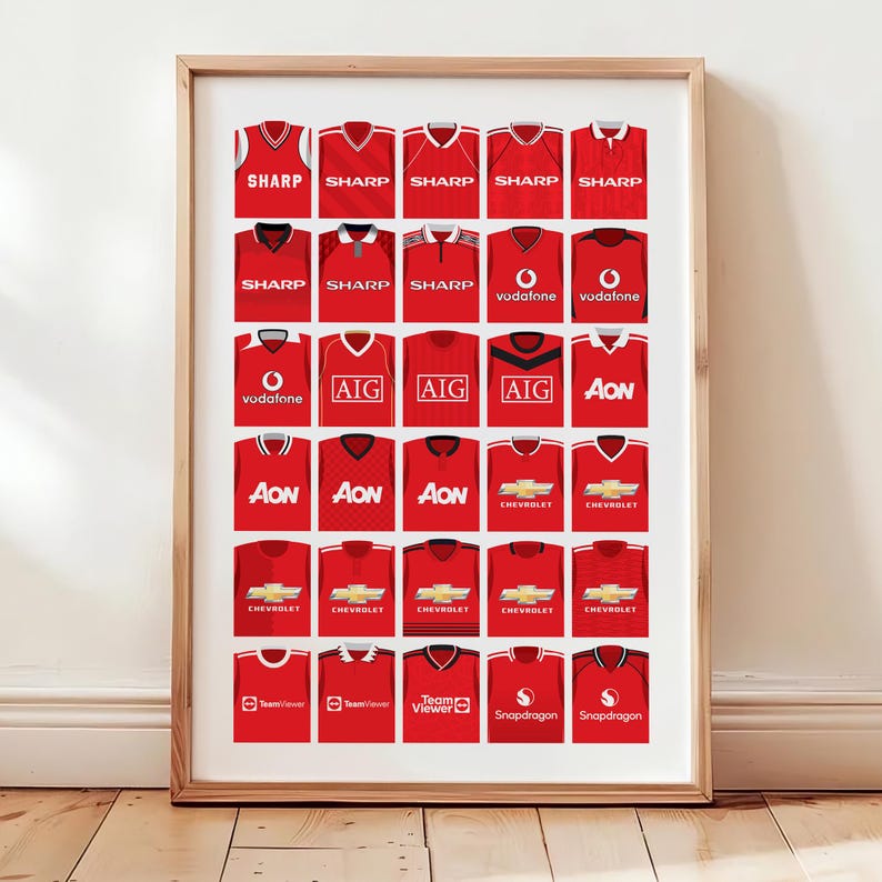 Manchester United Retro Kit History Art Print: Football Club Poster Kit Collection (30)