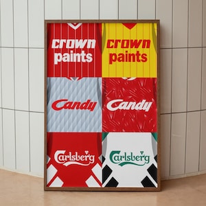 Liverpool FC Retro Shirts Squares Poster | Home Decor Unframed Football club Print Wall Art Classic Kit A4 A3 A2 A1 A0