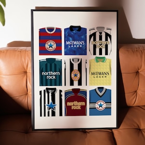 Poster della collezione di kit retrò del Newcastle United / Decorazione per la casa, senza cornice, stampa del club calcistico, arte murale, kit classico A4 A3 A2 A1 A0
