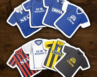 Everton Stickers Classic Kits | Set of 8 Vinyl Stickers Waterproof Football Club
