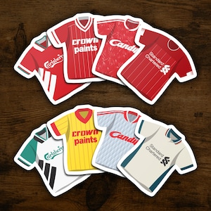 Liverpool FC Stickers Classic Kits | Set of 8 Vinyl Stickers Waterproof Football Club