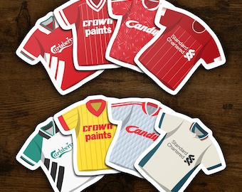 Liverpool Stickers Classic Kits | Set of 8 Vinyl Stickers Waterproof Football Club