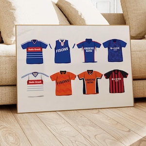 Ipswich Town Classic Shirts Poster | Home Decor Unframed Football club Print Wall Art Classic Kit A4 A3 A2 A1 A0