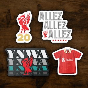 Liverpool FC Stickers Set of 4 Premier League Champions | Vinyl Stickers Waterproof Football Club