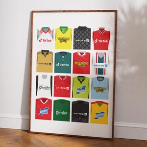 Cartaz de história do kit retrô do Wrexham AFC | Decoração para casa Sem moldura Impressão de clube de futebol Arte de parede Kit clássico A4 A3 A2 A1 A0