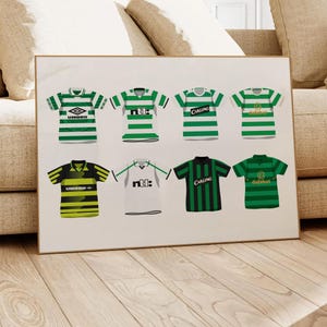 Celtic FC  Classic Shirts Poster | Home Decor Unframed Football club Print Wall Art Classic Kits A4 A3 A2 A1 A0