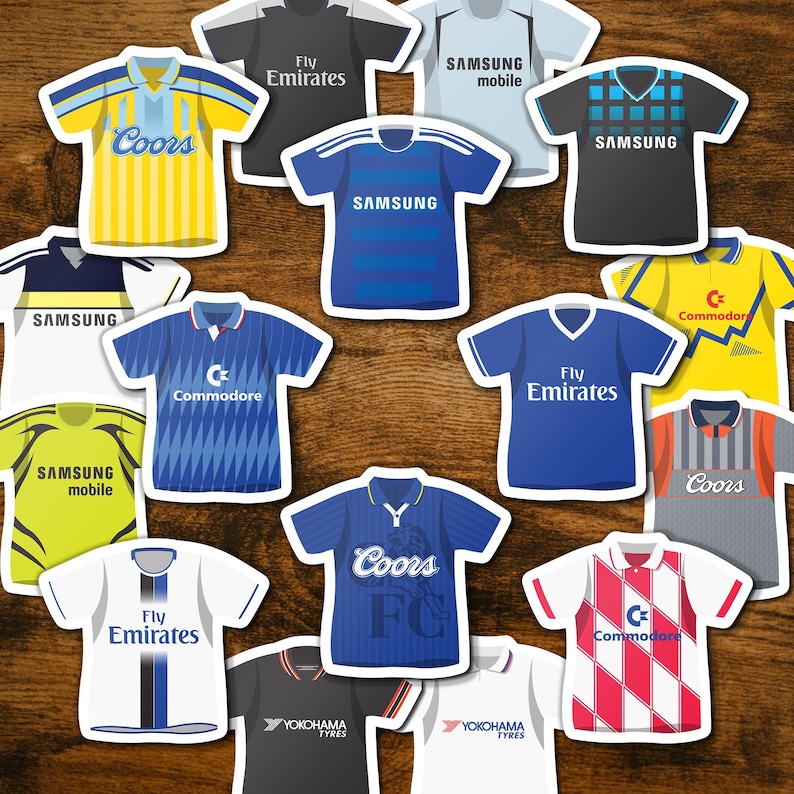 Chelsea Retro Kit History Art Print: Football Club Wall Decor Unframed Poster Kit Stickers (16)