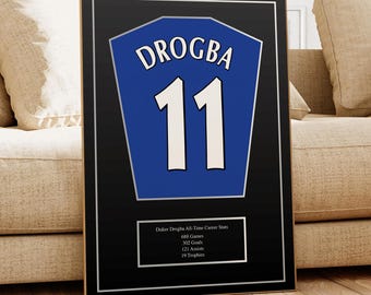 Chelsea Drogba Poster: Football Club Wall Art Jersey Kit Unframed Print