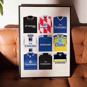 Chelsea Retro Kit History Art Print: Football Club Wall Decor Unframed Poster Kit Collection (9)