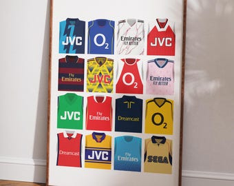 Arsenal Retro Kit History Poster: Football Club Wall Art Unframed Print