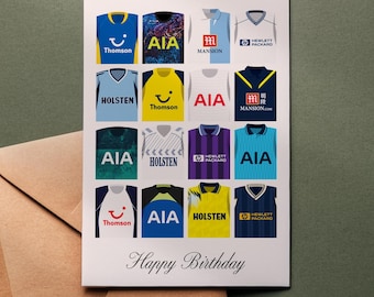 Tottenham Hotspur Birthday Card Retro Shirts | Greetings Card Happy Birthday Football club Classic Kit 5x7