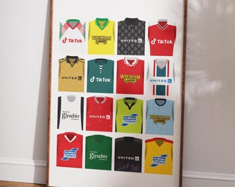 Wrexham Retro Kit History Art Print: Football Club Poster