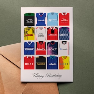 Nottingham Forest verjaardagskaart retro shirts | Wenskaart Happy Birthday Voetbalclub Klassiek Kit 5 x 7
