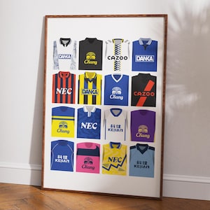 rétro de l'histoire du kit Everton FC | Décoration d'intérieur, impression club de football sans cadre, art mural classique, kit A4 A3 A2 A1 A0