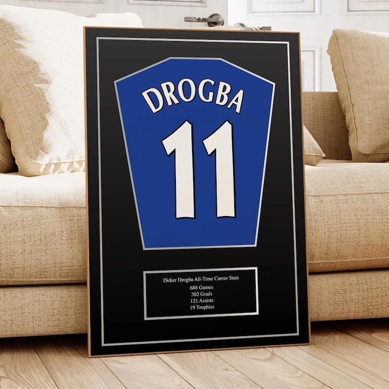 Chelsea Retro Kit History Art Print: Football Club Wall Decor Unframed Poster Drogba